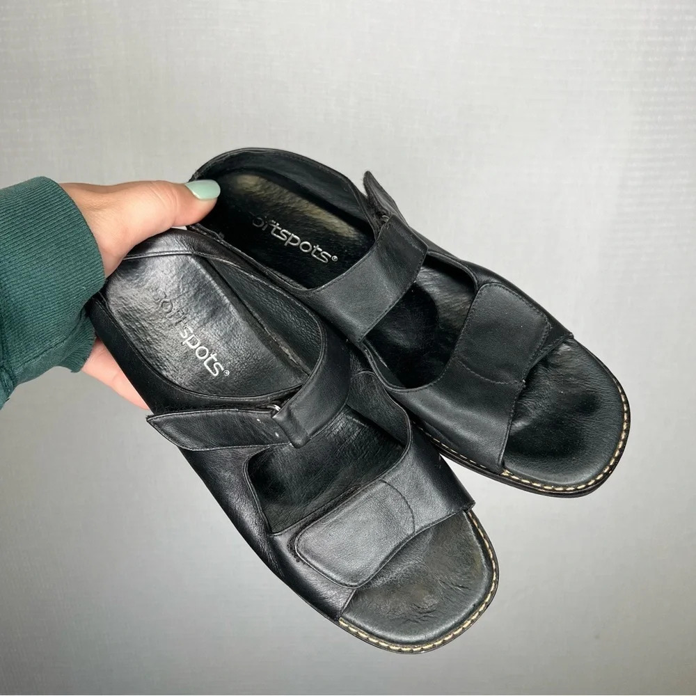 SOFTSPOTS | Black Leather Straps Velcro‎ 6.5